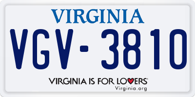 VA license plate VGV3810