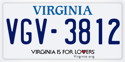 VA license plate VGV3812