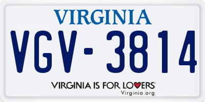 VA license plate VGV3814