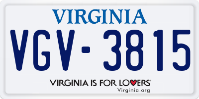 VA license plate VGV3815