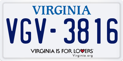 VA license plate VGV3816