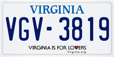 VA license plate VGV3819