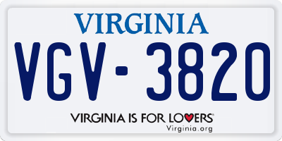 VA license plate VGV3820
