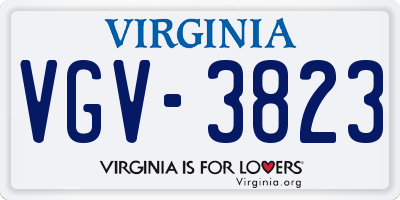 VA license plate VGV3823