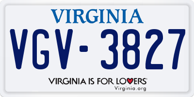VA license plate VGV3827