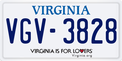 VA license plate VGV3828