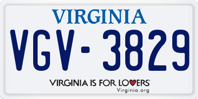 VA license plate VGV3829