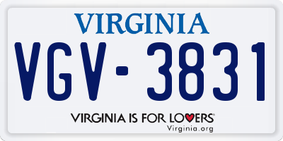 VA license plate VGV3831