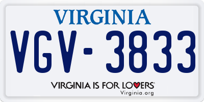 VA license plate VGV3833