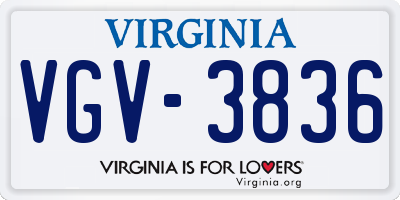 VA license plate VGV3836