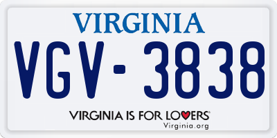 VA license plate VGV3838
