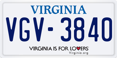 VA license plate VGV3840