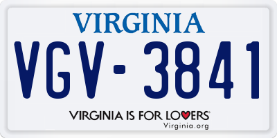 VA license plate VGV3841