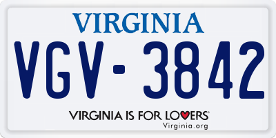 VA license plate VGV3842