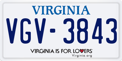 VA license plate VGV3843