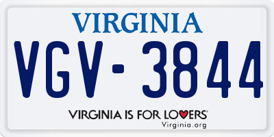VA license plate VGV3844