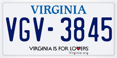 VA license plate VGV3845