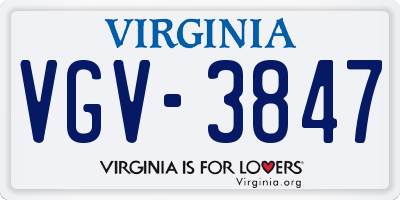 VA license plate VGV3847