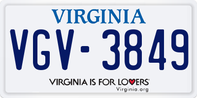 VA license plate VGV3849