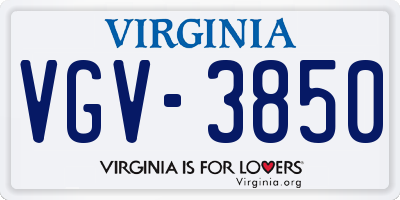 VA license plate VGV3850