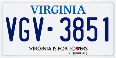 VA license plate VGV3851