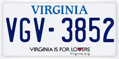 VA license plate VGV3852