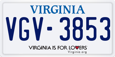 VA license plate VGV3853