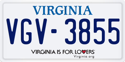 VA license plate VGV3855