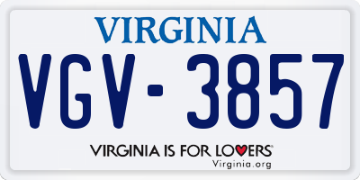 VA license plate VGV3857
