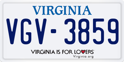 VA license plate VGV3859