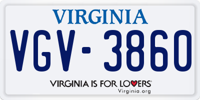 VA license plate VGV3860