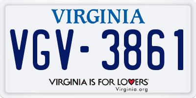 VA license plate VGV3861