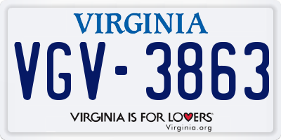 VA license plate VGV3863