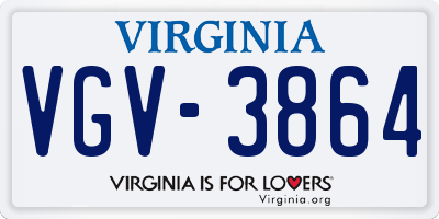 VA license plate VGV3864
