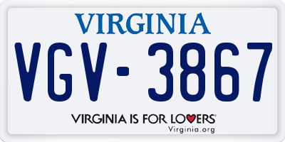 VA license plate VGV3867