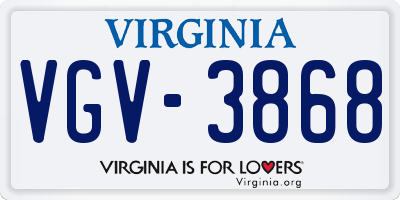 VA license plate VGV3868