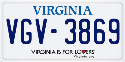 VA license plate VGV3869