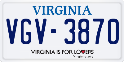 VA license plate VGV3870