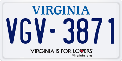 VA license plate VGV3871