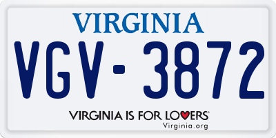VA license plate VGV3872