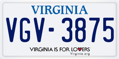 VA license plate VGV3875