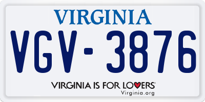 VA license plate VGV3876