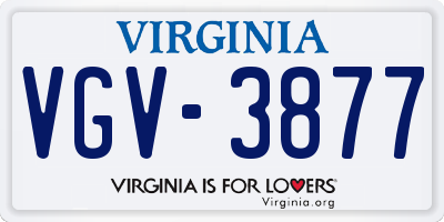 VA license plate VGV3877