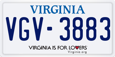 VA license plate VGV3883