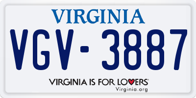 VA license plate VGV3887