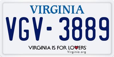 VA license plate VGV3889