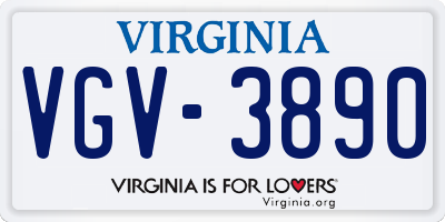 VA license plate VGV3890
