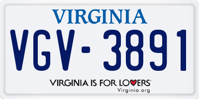 VA license plate VGV3891