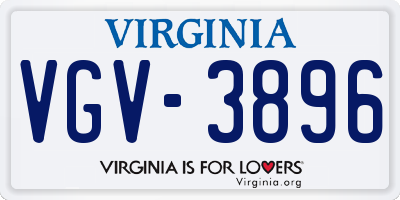 VA license plate VGV3896