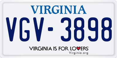 VA license plate VGV3898